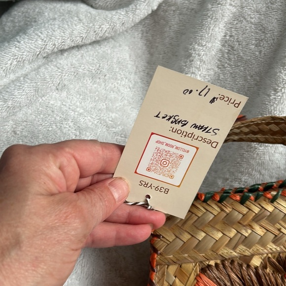 Wicker straw bag, purse, brown, and orange color new with tags - Picture 5 of 5
